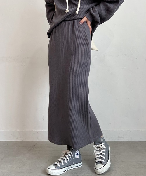 PICHI（ピイチ）の「丈が選べるワッフルタイトスカート（スカート・レディース・アイボリー/チャコール・S/M/M/L）」の15枚目の写真
