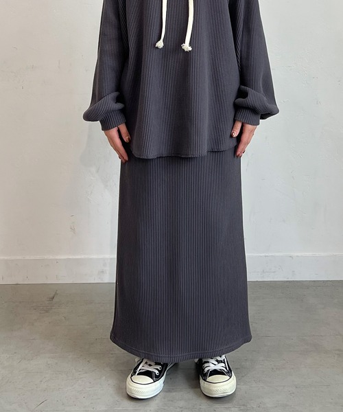 PICHI（ピイチ）の「丈が選べるワッフルタイトスカート（スカート・レディース・アイボリー/チャコール・S/M/M/L）」の22枚目の写真