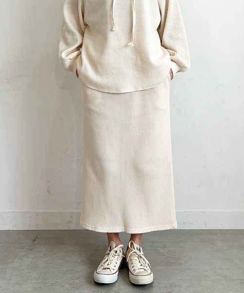 PICHI（ピイチ）の「丈が選べるワッフルタイトスカート（スカート・レディース・アイボリー/チャコール・S/M/M/L）」の8枚目の写真