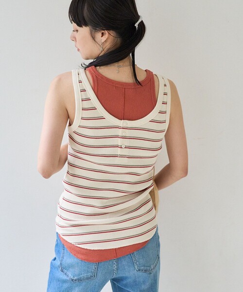 FREAK'S STORE（フリークスストア）の「ワッフルタンクトップ（タンクトップ・レディース・チャコール/ブルー/グリーン/レッド/オフホワイト・ﾌﾘ-）」の19枚目の写真