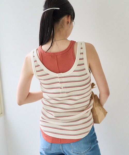 FREAK'S STORE（フリークスストア）の「ワッフルタンクトップ（タンクトップ・レディース・チャコール/ブルー/グリーン/レッド/オフホワイト・ﾌﾘ-）」の13枚目の写真