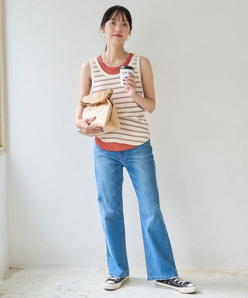 FREAK'S STORE（フリークスストア）の「ワッフルタンクトップ（タンクトップ・レディース・チャコール/ブルー/グリーン/レッド/オフホワイト・ﾌﾘ-）」の11枚目の写真