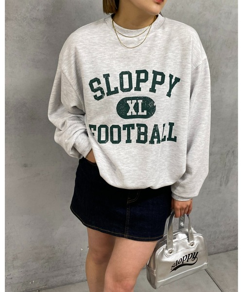 WHO'S WHO gallery（フーズフーギャラリー）の「SLOPPYカレッジロゴクルースウェット（スウェット・レディース・アイボリー/サックスブルー/ピンク/ライトグレー/ネイビー・FREE）」の11枚目の写真