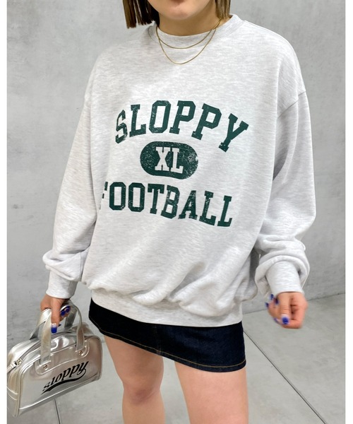 WHO'S WHO gallery（フーズフーギャラリー）の「SLOPPYカレッジロゴクルースウェット（スウェット・レディース・アイボリー/サックスブルー/ピンク/ライトグレー/ネイビー・FREE）」の13枚目の写真