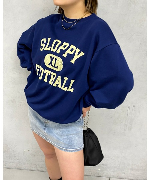WHO'S WHO gallery（フーズフーギャラリー）の「SLOPPYカレッジロゴクルースウェット（スウェット・レディース・アイボリー/サックスブルー/ピンク/ライトグレー/ネイビー・FREE）」の16枚目の写真
