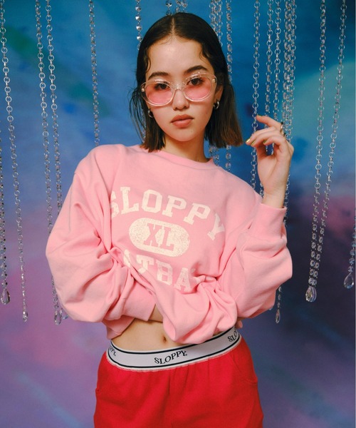 WHO'S WHO gallery（フーズフーギャラリー）の「SLOPPYカレッジロゴクルースウェット（スウェット・レディース・アイボリー/サックスブルー/ピンク/ライトグレー/ネイビー・FREE）」の22枚目の写真