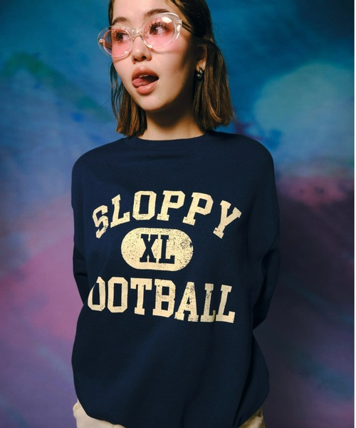 WHO'S WHO gallery（フーズフーギャラリー）の「SLOPPYカレッジロゴクルースウェット（スウェット・レディース・アイボリー/サックスブルー/ピンク/ライトグレー/ネイビー・FREE）」の19枚目の写真