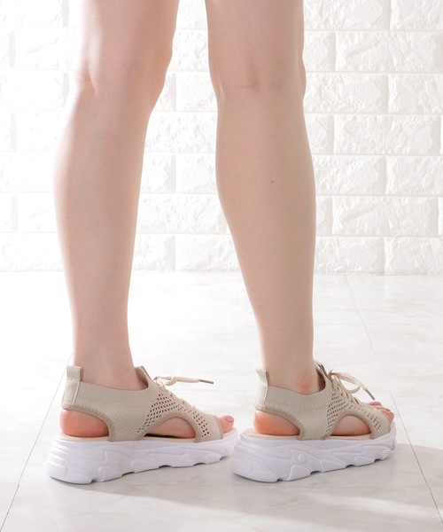 【JADED LONDON】UK発 Arielle シェル 編み上げ サンダル 厚底 Arielle Shell Wooden Platform Sandal | Jaded London