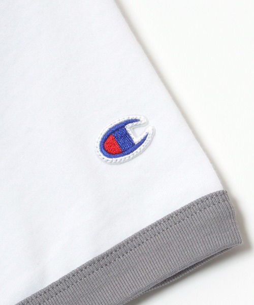 Champion(チャンピオン)の「Champion/チャンピオン コットンUSA カレッジプリント ワンポイント刺繍 リンガー 半袖Tシャツ(Tシャツ/カットソー・メンズ・ホワイト×グリーン/ホワイト×ブラック/ホワイト×ネイビー/ホワイト×グレー・L/XL/M)」の12枚目の写真