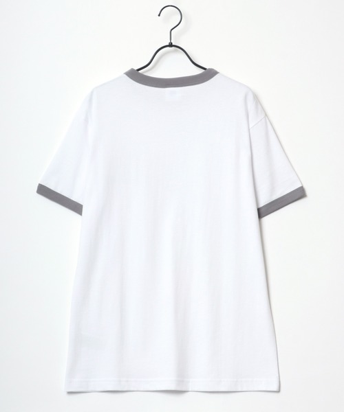 Champion(チャンピオン)の「Champion/チャンピオン コットンUSA カレッジプリント ワンポイント刺繍 リンガー 半袖Tシャツ(Tシャツ/カットソー・メンズ・ホワイト×グリーン/ホワイト×ブラック/ホワイト×ネイビー/ホワイト×グレー・L/XL/M)」の9枚目の写真