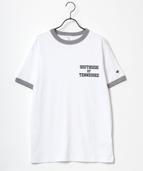 Champion(チャンピオン)の「Champion/チャンピオン コットンUSA カレッジプリント ワンポイント刺繍 リンガー 半袖Tシャツ(Tシャツ/カットソー・メンズ・ホワイト×グリーン/ホワイト×ブラック/ホワイト×ネイビー/ホワイト×グレー・L/XL/M)」の7枚目の写真