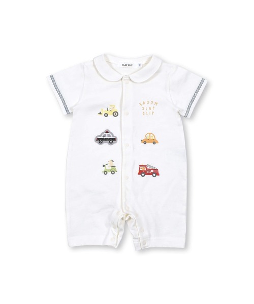 SLAP SLIP BABY（スラップスリップベビー）の「SLAPSLIPBABY/襟付きアニマルくるまプリント半袖ロンパースベビー(60~80cm)（ロンパース・キッズ・ネイビー/ホワイト・60/70/80）」の5枚目の写真