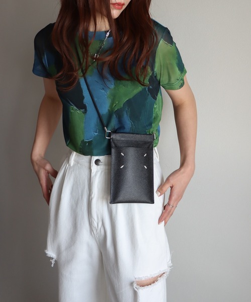 COURO（コウロ）の「アート柄シアーＴシャツ（Tシャツ/カットソー・レディース・パープル系/オレンジ系/グリーン系/ブルー系/グレー系/ピンク/ブルーグレー・M/L）」の14枚目の写真