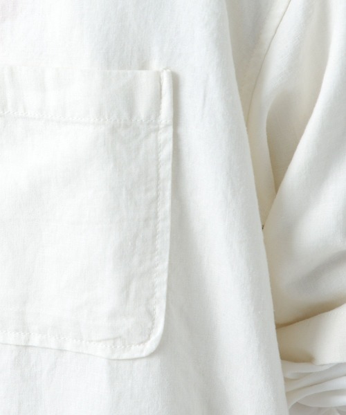 BAYFLOW（ベイフロー）の「ノルマンディーリネンオープンカラーシャツ（シャツ/ブラウス・メンズ・ライトブルー/チャコール/オフホワイト/ネイビー・SMALL/MEDIUM/LARGE）」の8枚目の写真