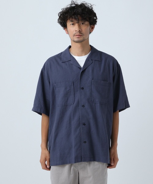 BAYFLOW（ベイフロー）の「ノルマンディーリネンオープンカラーシャツ（シャツ/ブラウス・メンズ・ライトブルー/チャコール/オフホワイト/ネイビー・SMALL/MEDIUM/LARGE）」の7枚目の写真