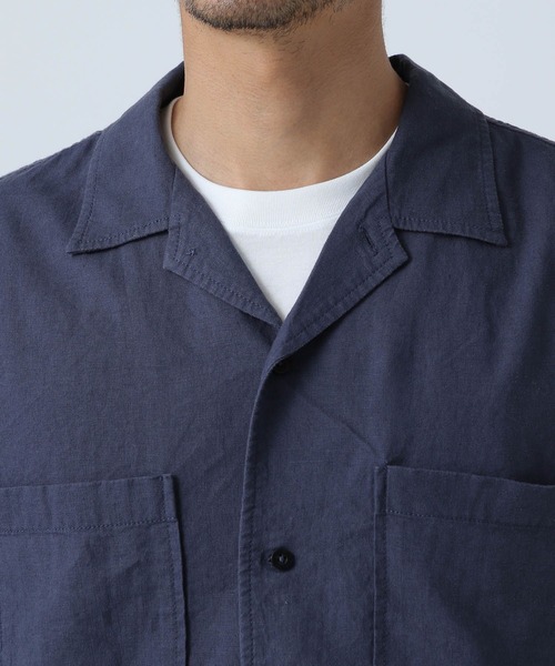 BAYFLOW（ベイフロー）の「ノルマンディーリネンオープンカラーシャツ（シャツ/ブラウス・メンズ・ライトブルー/チャコール/オフホワイト/ネイビー・SMALL/MEDIUM/LARGE）」の6枚目の写真