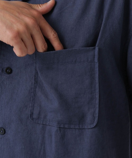 BAYFLOW（ベイフロー）の「ノルマンディーリネンオープンカラーシャツ（シャツ/ブラウス・メンズ・ライトブルー/チャコール/オフホワイト/ネイビー・SMALL/MEDIUM/LARGE）」の15枚目の写真