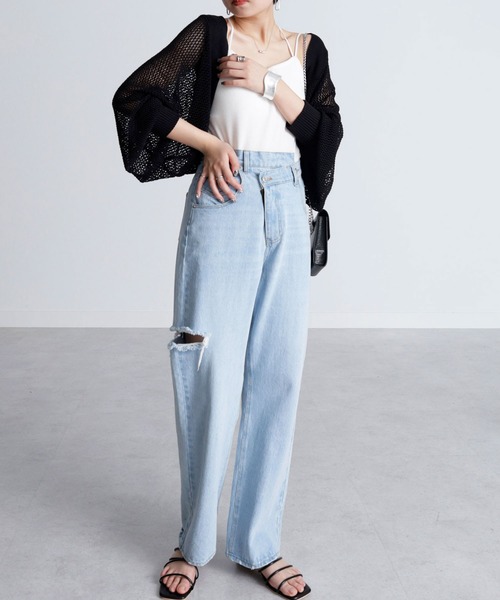 GeeRA（ジーラ）の「ウエストデザインダメージデニムパンツ（デニムパンツ・レディース・グレー/ブルー・MEDIUM/LARGE）」の3枚目の写真