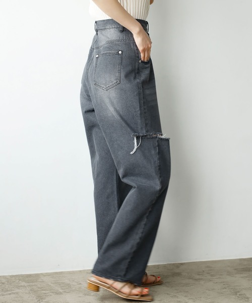 GeeRA（ジーラ）の「ウエストデザインダメージデニムパンツ（デニムパンツ・レディース・グレー/ブルー・MEDIUM/LARGE）」の8枚目の写真