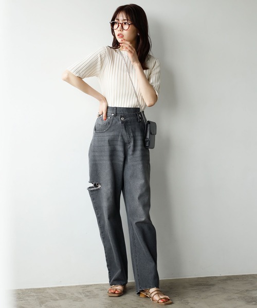 GeeRA（ジーラ）の「ウエストデザインダメージデニムパンツ（デニムパンツ・レディース・グレー/ブルー・MEDIUM/LARGE）」の9枚目の写真