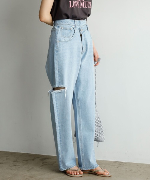 GeeRA（ジーラ）の「ウエストデザインダメージデニムパンツ（デニムパンツ・レディース・グレー/ブルー・MEDIUM/LARGE）」の16枚目の写真