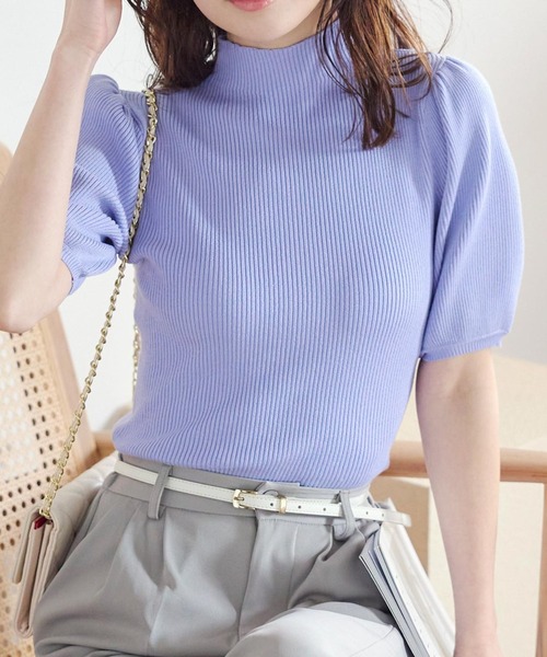 KOBE LETTUCE（コウベレタス）の「モックネックorスクエアネックぽわんスリーブニットトップス（ニット/セーター・レディース・ピンク系/ブラック/オフホワイト/ネイビー/パープル系/イエロー/グレイッシュベージュ/ベージュ系その他/ライトグリーン/ベージュ系/ピンク系1/ブラック系その他/ボルドー/ホワイト系/レッド系/ブラック系その他2/ベージュ系1/グレー系/ブラック系その他3/グレー/ブラック系/レッド/ブラック系その他4・FREE）」の17枚目の写真