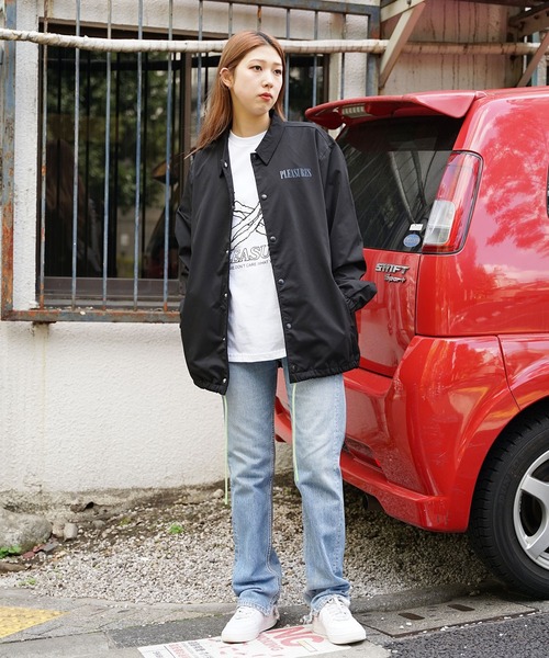 PLEASURES（プレジャー）の「PLEASURES/プレジャーズ BENDED COACH JACKET コーチジャケット ブランドロゴ グラフィック（ブルゾン・メンズ・ブラック・L/XL）」の12枚目の写真