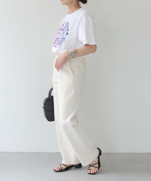 HER CLOSET(ハークローゼット)の「【shemoshelly】WEB限定サークルプリントTシャツ(Tシャツ/カットソー・レディース・ホワイト系その他/オフホワイト/ブラック・S/M/L)」の4枚目の写真