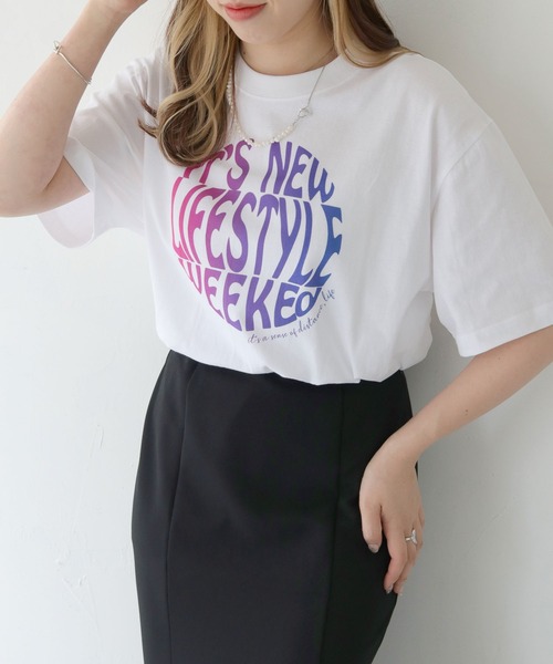 HER CLOSET(ハークローゼット)の「【shemoshelly】WEB限定サークルプリントTシャツ(Tシャツ/カットソー・レディース・ホワイト系その他/オフホワイト/ブラック・S/M/L)」の18枚目の写真