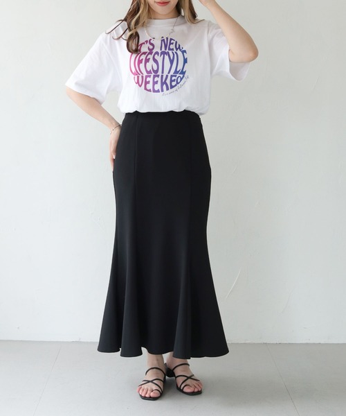 HER CLOSET(ハークローゼット)の「【shemoshelly】WEB限定サークルプリントTシャツ(Tシャツ/カットソー・レディース・ホワイト系その他/オフホワイト/ブラック・S/M/L)」の5枚目の写真