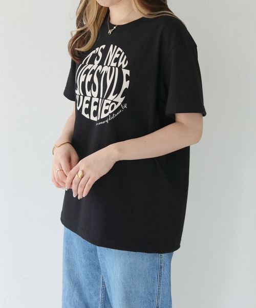 HER CLOSET(ハークローゼット)の「【shemoshelly】WEB限定サークルプリントTシャツ(Tシャツ/カットソー・レディース・ホワイト系その他/オフホワイト/ブラック・S/M/L)」の19枚目の写真