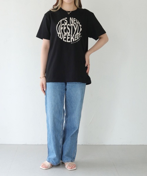 HER CLOSET(ハークローゼット)の「【shemoshelly】WEB限定サークルプリントTシャツ(Tシャツ/カットソー・レディース・ホワイト系その他/オフホワイト/ブラック・S/M/L)」の9枚目の写真
