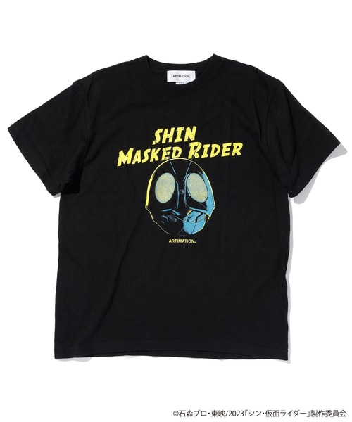仮面ライダー(カメンライダー)の「<シン・仮面ライダー×ARTIMATION> フェイスアップ Tシャツ(Tシャツ/カットソー・メンズ・ブラック・MEDIUM/LARGE/X-LARGE)」の1枚目の写真