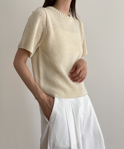 CANAL JEAN（キャナルジーン）の「El mar(エルマール) リネン混半袖ニット（ニット/セーター・レディース・アイボリー/ベージュ・ONE SIZE）」の9枚目の写真
