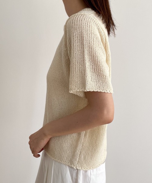 CANAL JEAN（キャナルジーン）の「El mar(エルマール) リネン混半袖ニット（ニット/セーター・レディース・アイボリー/ベージュ・ONE SIZE）」の11枚目の写真