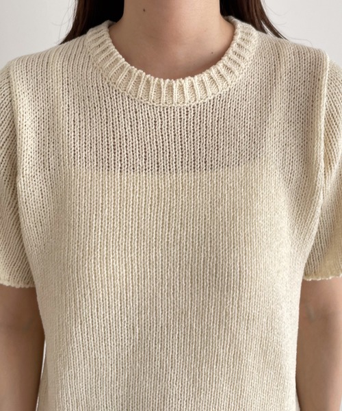 CANAL JEAN（キャナルジーン）の「El mar(エルマール) リネン混半袖ニット（ニット/セーター・レディース・アイボリー/ベージュ・ONE SIZE）」の7枚目の写真