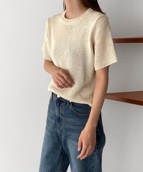 CANAL JEAN（キャナルジーン）の「El mar(エルマール) リネン混半袖ニット（ニット/セーター・レディース・アイボリー/ベージュ・ONE SIZE）」の21枚目の写真