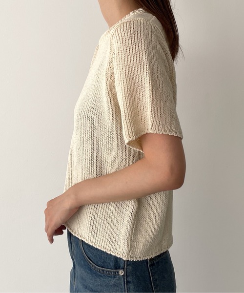 CANAL JEAN（キャナルジーン）の「El mar(エルマール) リネン混半袖ニット（ニット/セーター・レディース・アイボリー/ベージュ・ONE SIZE）」の17枚目の写真