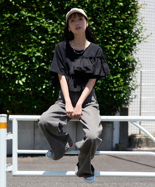 「FREAK'S STORE」 半袖Tシャツ フリ- ブラック レディース FREAK'S STORE 「FREAK'S STORE」 半袖Tシャツ フリ- ブラック
