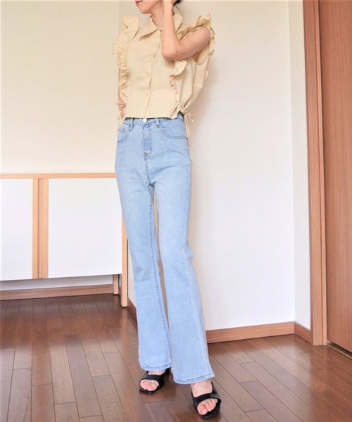 PIN(ピン)の「HWスリムブーツカットデニム(デニムパンツ・レディース・ライトブルー/ブラック/ブルー・S/M/L/XS)」の21枚目の写真