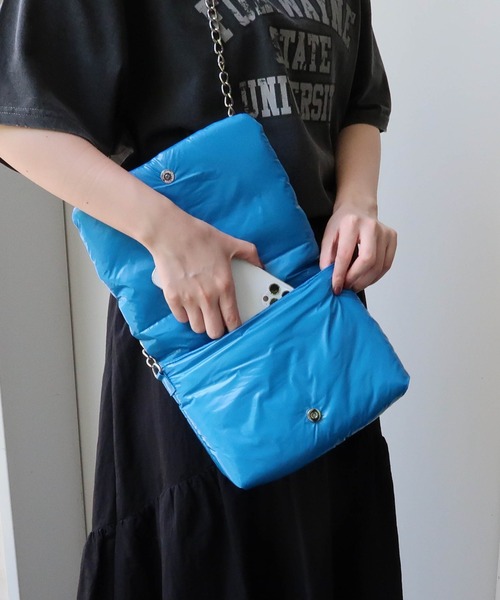 WEGO（ウィゴー）の「WEGO/パデッドミニチェーンショルダー（ショルダーバッグ・レディース・ブラック/シルバー/ブルー・FREE）」の5枚目の写真