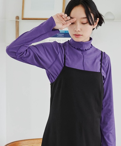 WEGO（ウィゴー）の「WEGO/ソフトタッチカラーリブロンT（Tシャツ/カットソー・レディース・ピンク/ブラウン/パープル/オレンジ/ブラック/ブルー/ターコイズブルー/オフホワイト・FREE）」の6枚目の写真