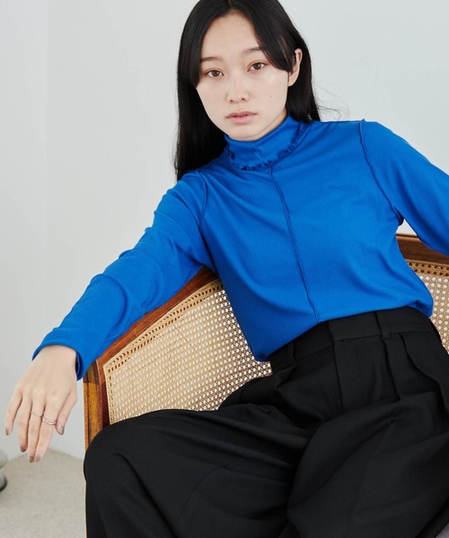 WEGO（ウィゴー）の「WEGO/ソフトタッチカラーリブロンT（Tシャツ/カットソー・レディース・ピンク/ブラウン/パープル/オレンジ/ブラック/ブルー/ターコイズブルー/オフホワイト・FREE）」の5枚目の写真