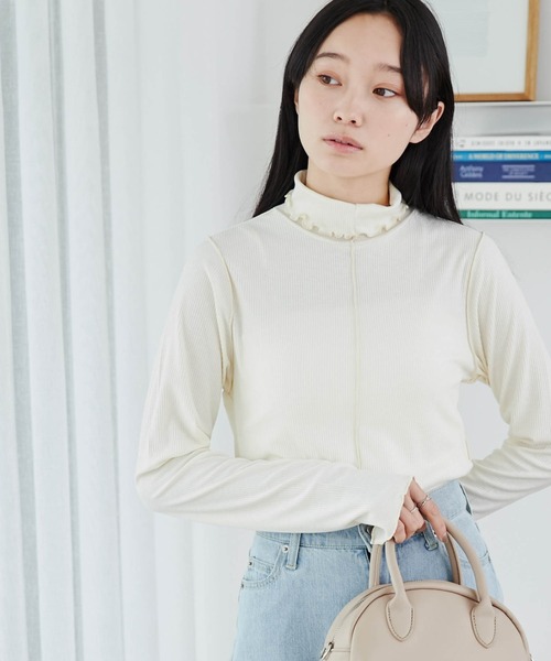 WEGO（ウィゴー）の「WEGO/ソフトタッチカラーリブロンT（Tシャツ/カットソー・レディース・ピンク/ブラウン/パープル/オレンジ/ブラック/ブルー/ターコイズブルー/オフホワイト・FREE）」の21枚目の写真