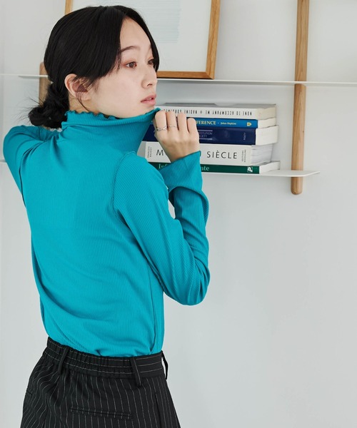 WEGO（ウィゴー）の「WEGO/ソフトタッチカラーリブロンT（Tシャツ/カットソー・レディース・ピンク/ブラウン/パープル/オレンジ/ブラック/ブルー/ターコイズブルー/オフホワイト・FREE）」の15枚目の写真