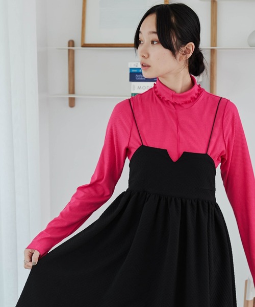 WEGO（ウィゴー）の「WEGO/ソフトタッチカラーリブロンT（Tシャツ/カットソー・レディース・ピンク/ブラウン/パープル/オレンジ/ブラック/ブルー/ターコイズブルー/オフホワイト・FREE）」の17枚目の写真