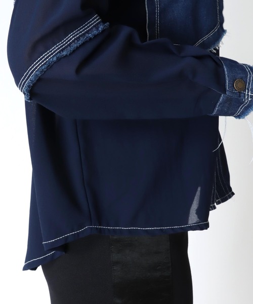 Three Four Time(スリーフォータイム)の「デニム×シアーシャツ @(シャツ/ブラウス・レディース・ネイビー・FREE)」の5枚目の写真