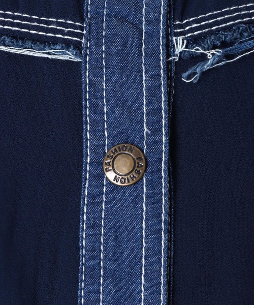 Three Four Time(スリーフォータイム)の「デニム×シアーシャツ @(シャツ/ブラウス・レディース・ネイビー・FREE)」の4枚目の写真