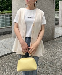 [ 低身長向けサイズ ]  ゴールドボタンペプラムジレベスト