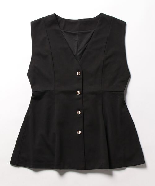 KOBE LETTUCE（コウベレタス）の「[ 低身長向けサイズ ]  ゴールドボタンペプラムジレベスト（ベスト・レディース・ネイビー/ブラック/アイボリー・PM）」の18枚目の写真